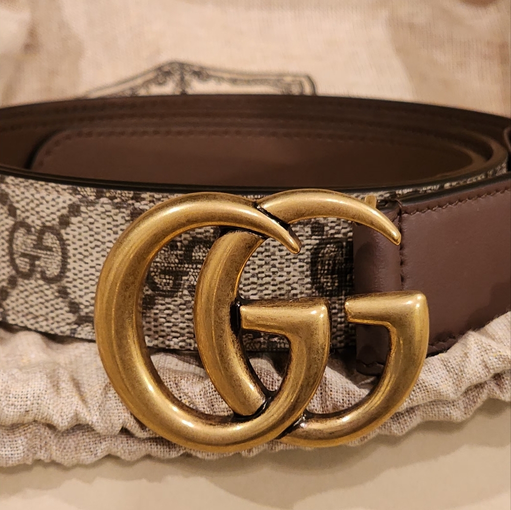 Gucci GG Beige and Brown Signature  Belt NWOT